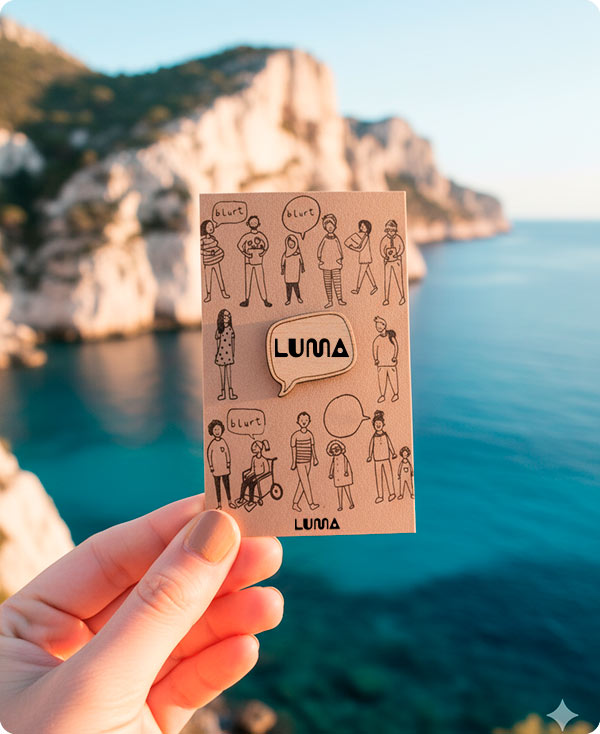 Carte presentation avec magnat tenu dans une main avec vue sur la mer