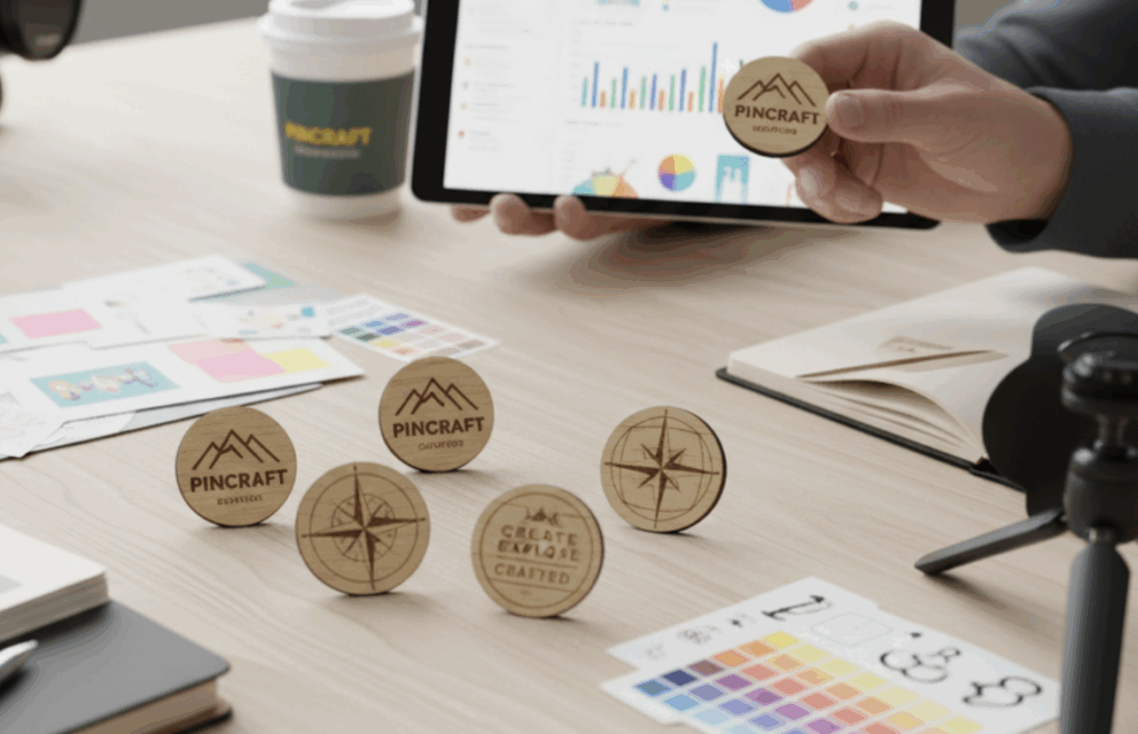 photo pins rond sur bureau