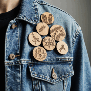 pins rond sur veste en jean